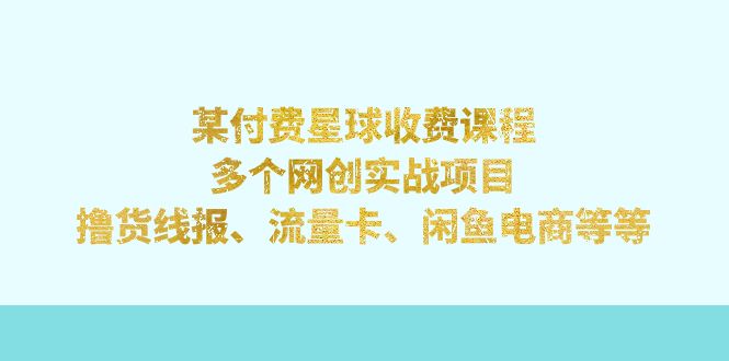 某付费星球课程：多个网创实战项目，撸货线报、流量卡、闲鱼电商等等-创科技