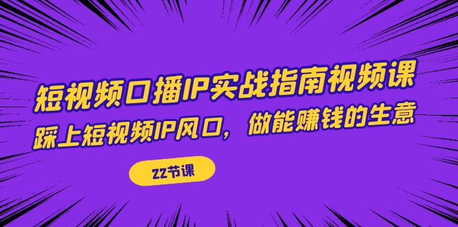 短视频口播IP实战指南视频课，踩上短视频IP风口，做能赚钱的生意（22节课）-创科技