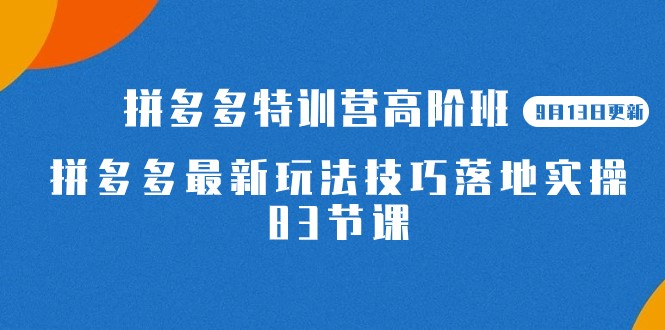 【独家攻略】2023拼多多特训营高阶班，带你玩转拼多多技巧！赶快来学习吧！【9月13日更新】-创科技