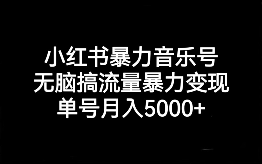 小红书暴力音乐号，无脑搞流量暴力变现，单号月入5000+-创科技