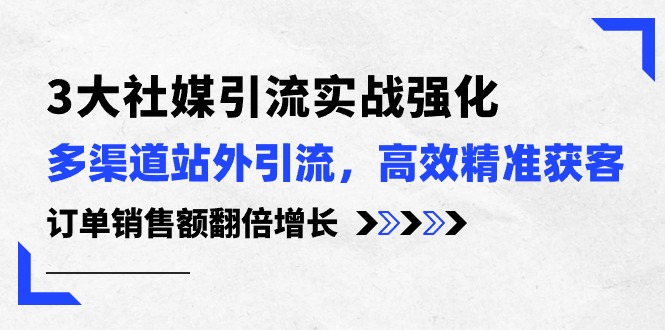 3大社媒引流实操强化，多渠道站外引流/高效精准获客/订单销售额翻倍增长-创科技