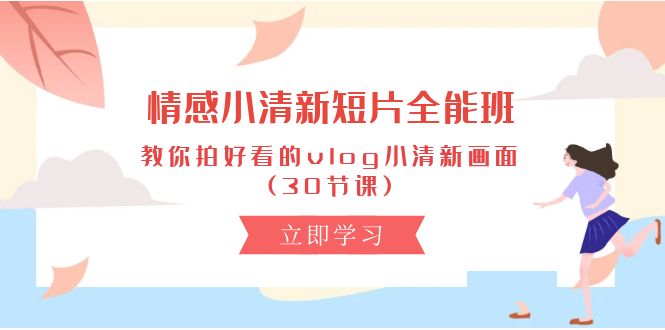 情感 小清新短片-全能班，教你拍好看的vlog小清新画面 (30节课)-创科技