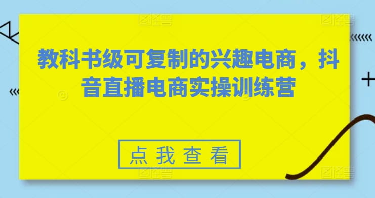 教科书级可复制的兴趣电商，抖音直播电商实操训练营-创科技